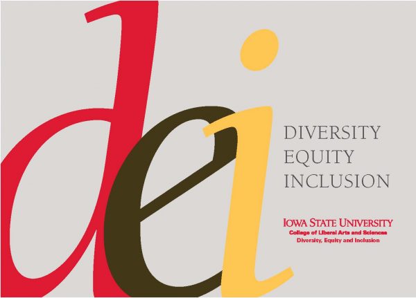 Letters d, e and i, with words diversity, equity and inclusion